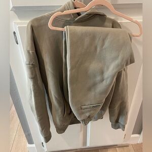 Olive Green/Stone Like Colored Hoodie (M) and Sweatpants (S) Set